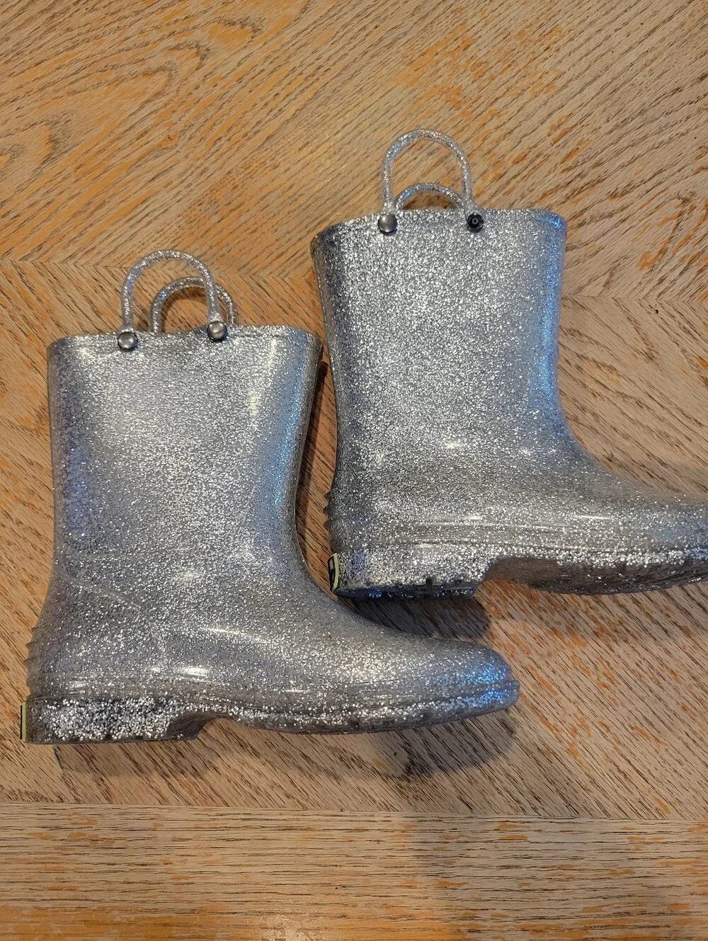 Western Chief Girls Silver Sparkle Rain Boots Size 1